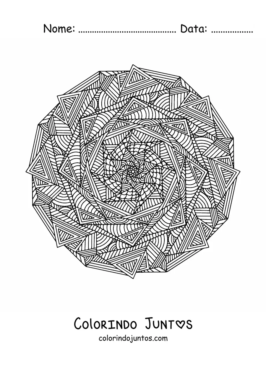 Desenho para colorir de uma mandala abstrata difícil