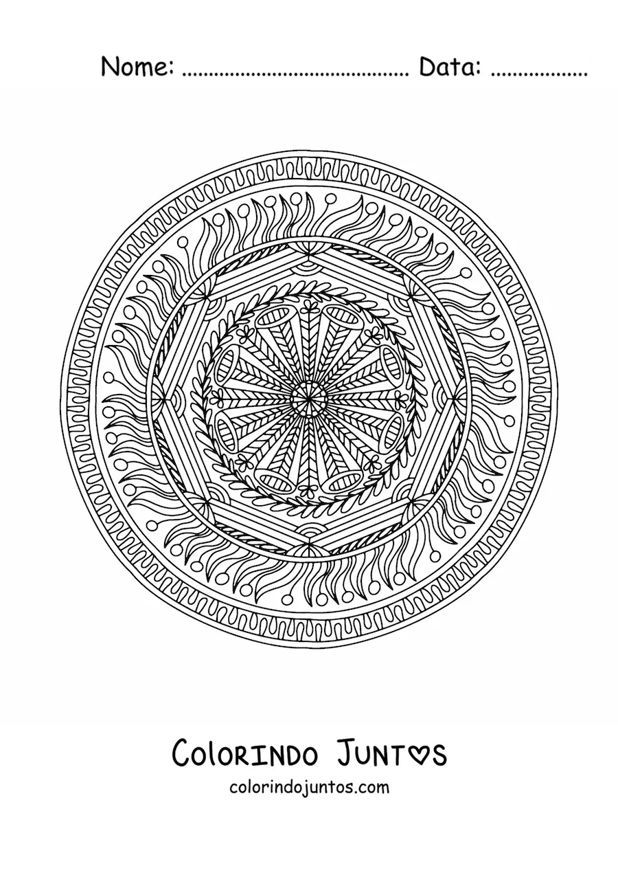 Desenho para colorir de uma mandala abstrata difícil