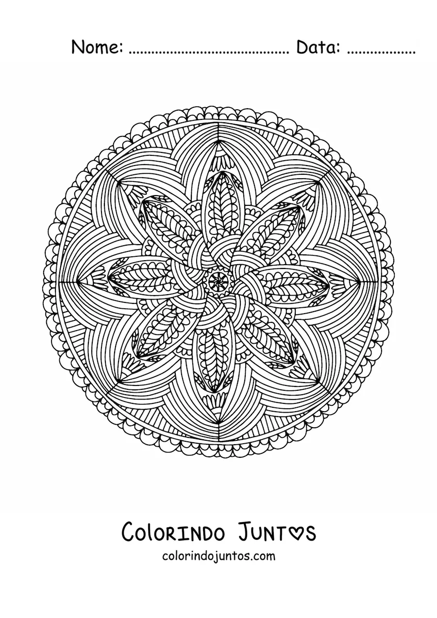 Desenho para colorir de uma mandala abstrata difícil