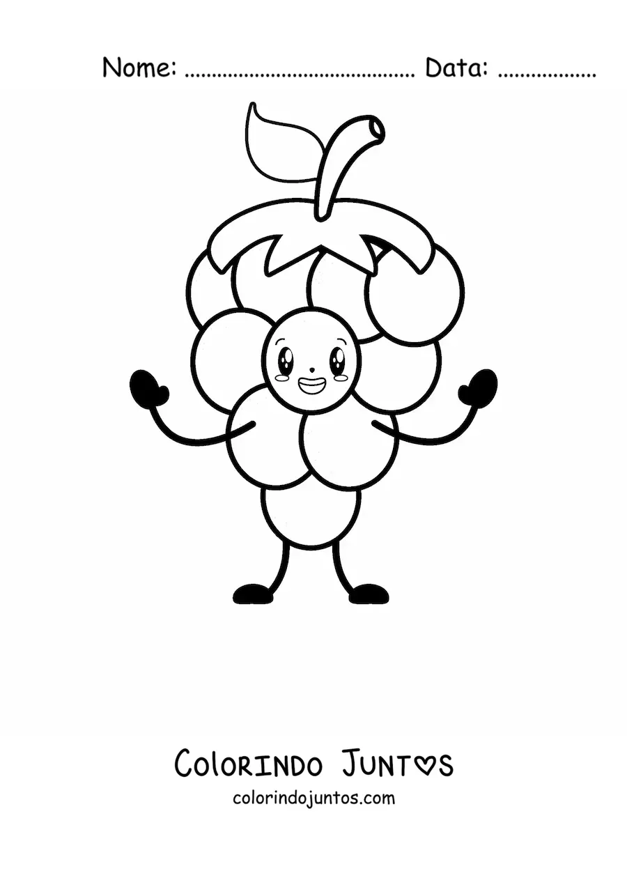 Desenho para colorir de umas uvas animadas alegres