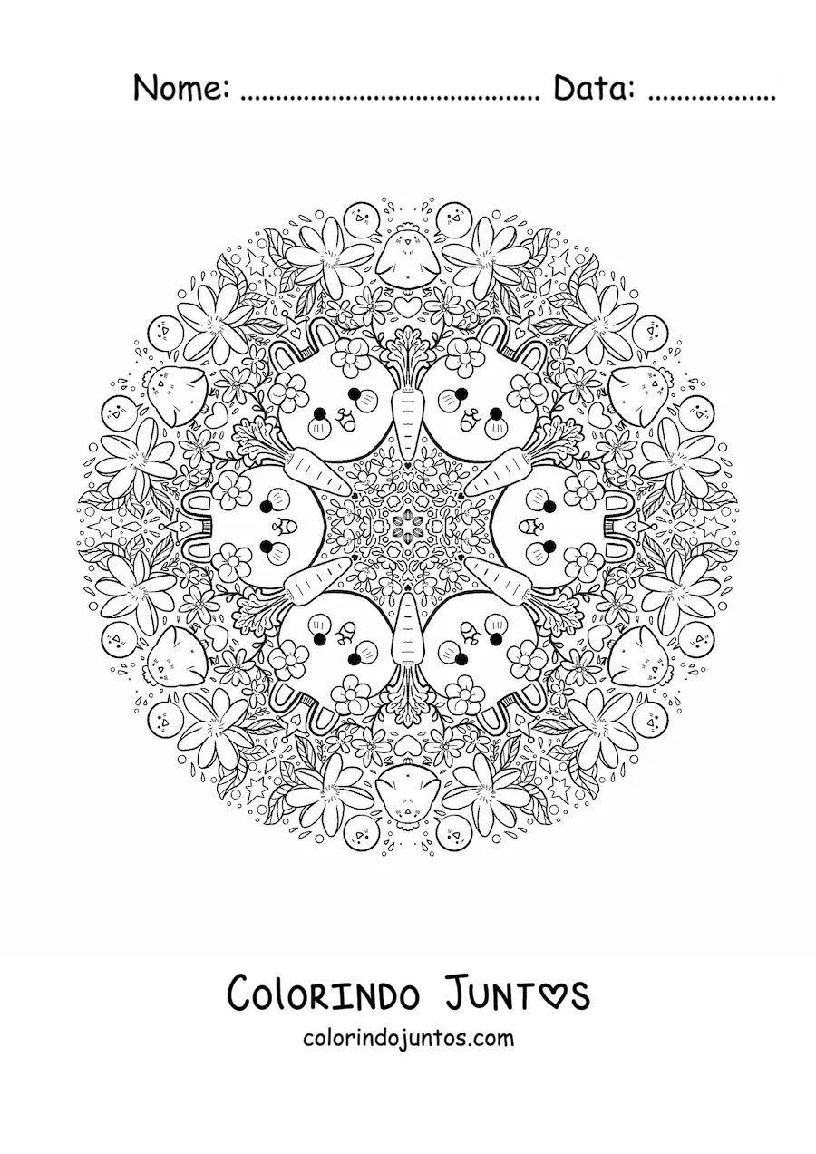 Desenho para colorir de mandala de Páscoa para crianças