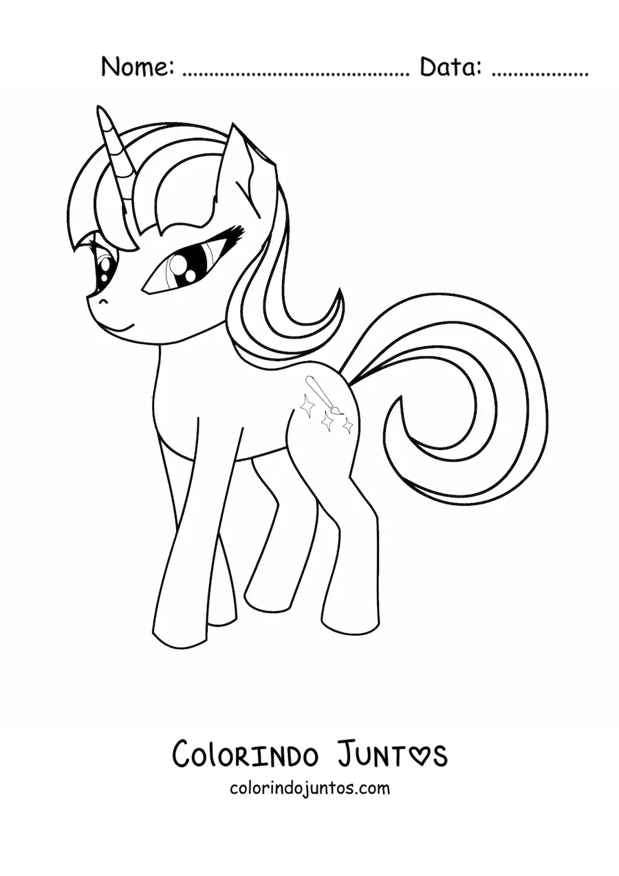 Desenho para colorir de um pônei unicórnio
