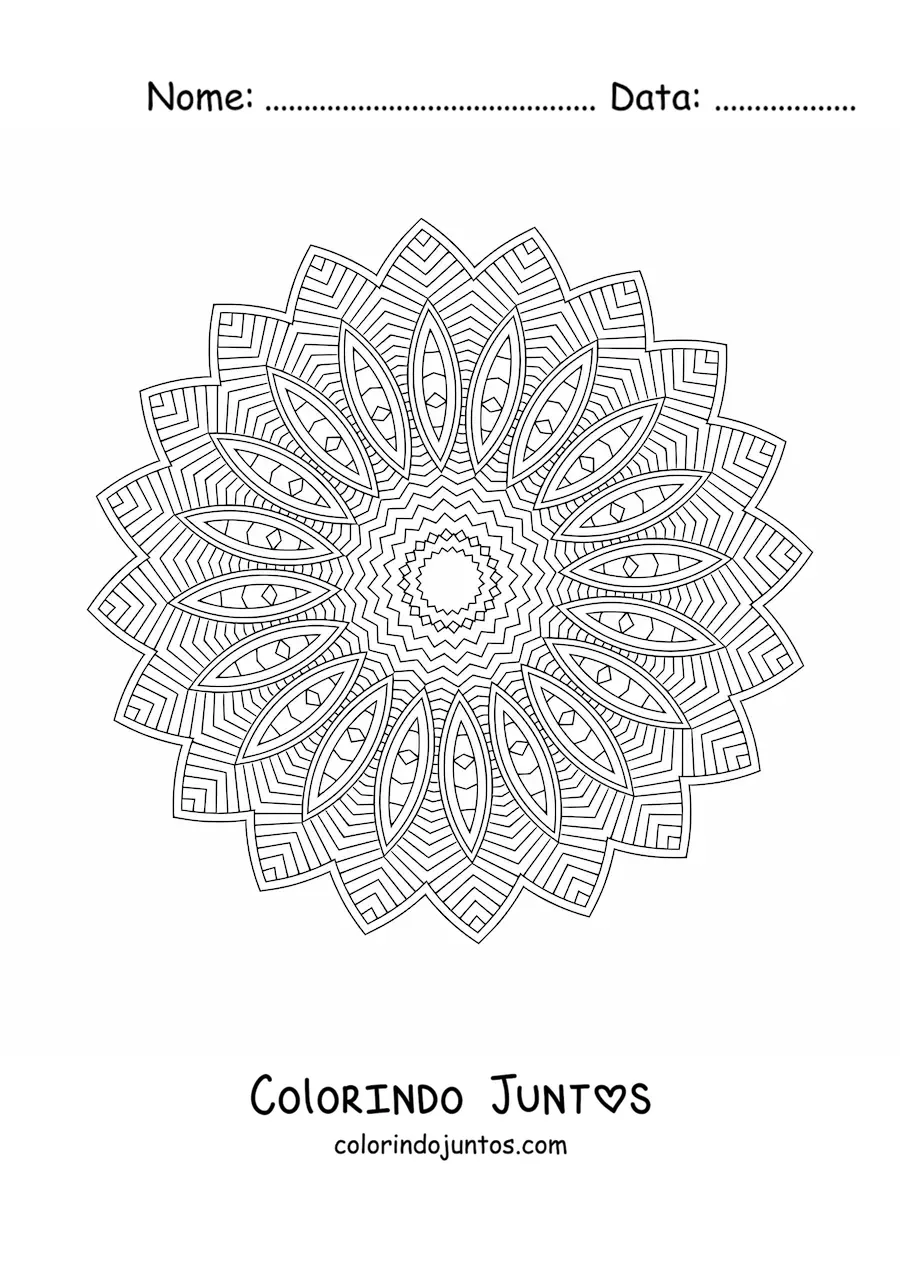 Desenho para colorir de mandala difícil para adultos