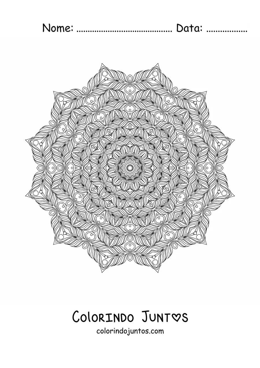 Desenho para colorir de mandala difícil para adultos