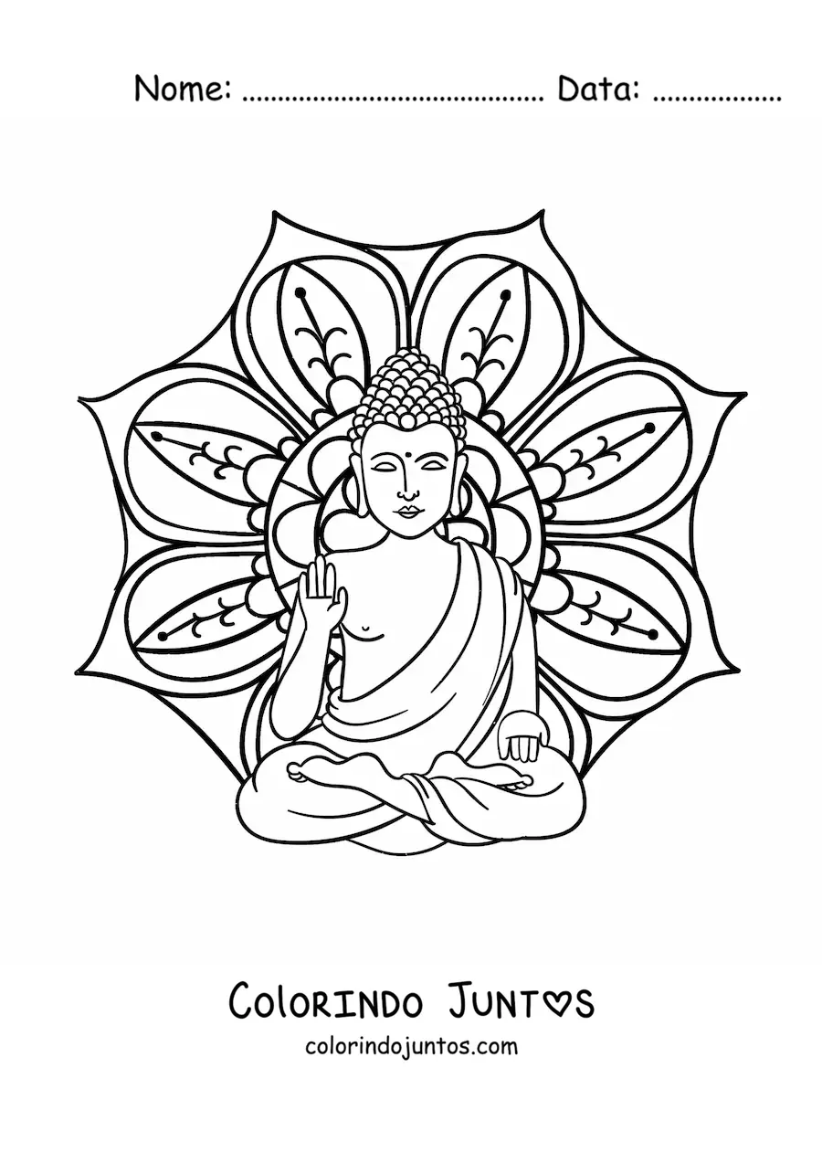 Desenho para colorir de mandala com Buda