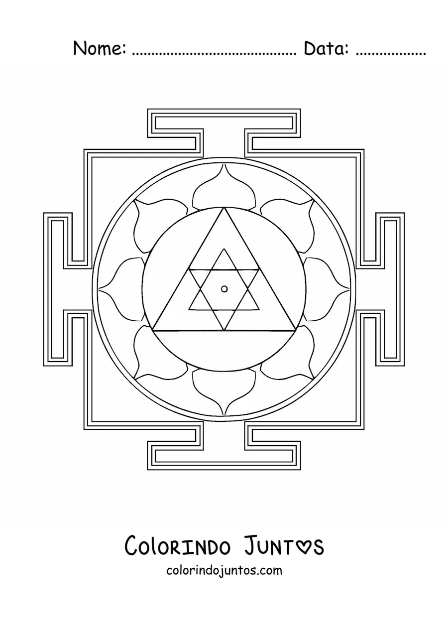 Desenho para colorir de mandala de Ganesha Yantra