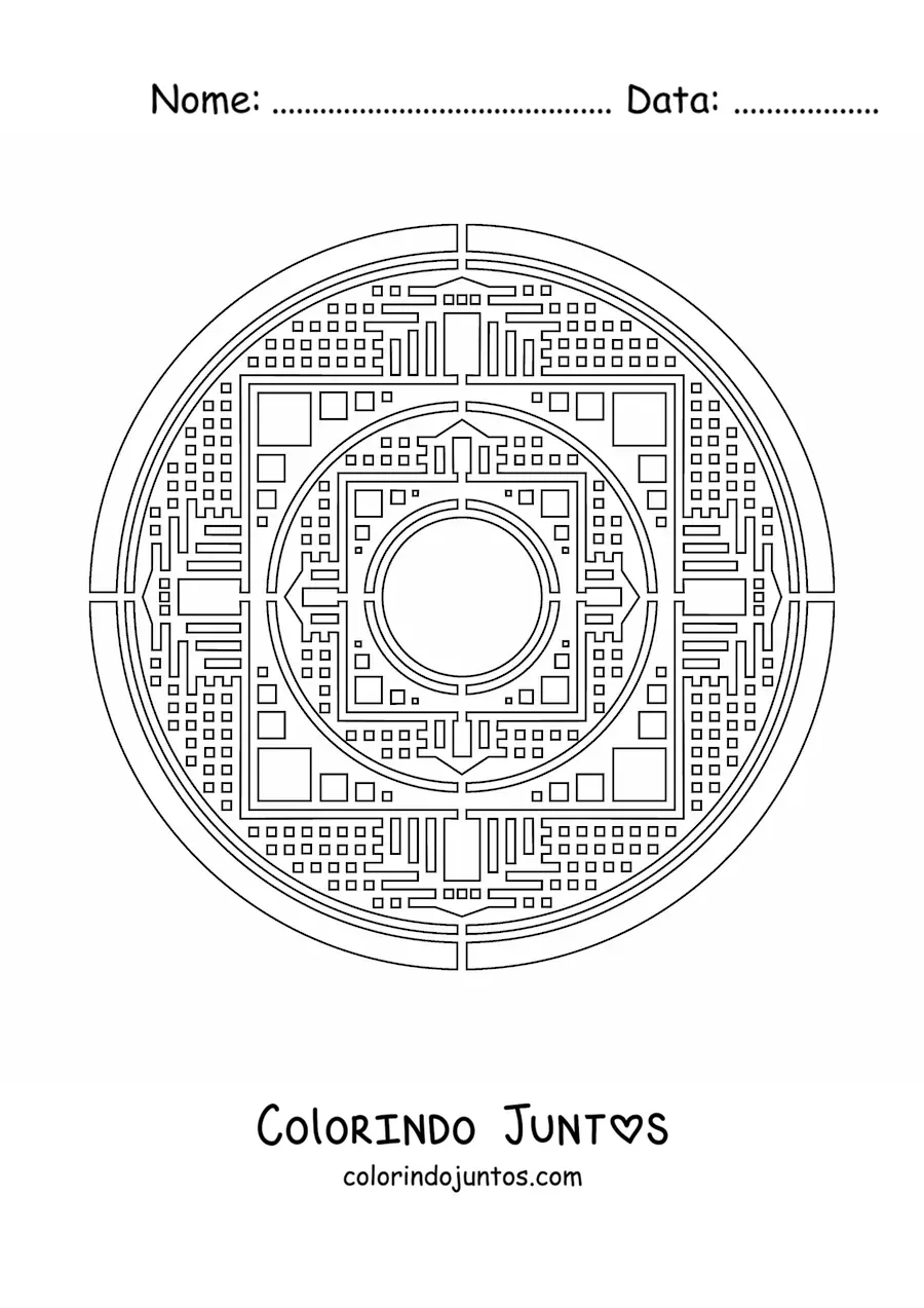 Desenho para colorir de mandala tibetana