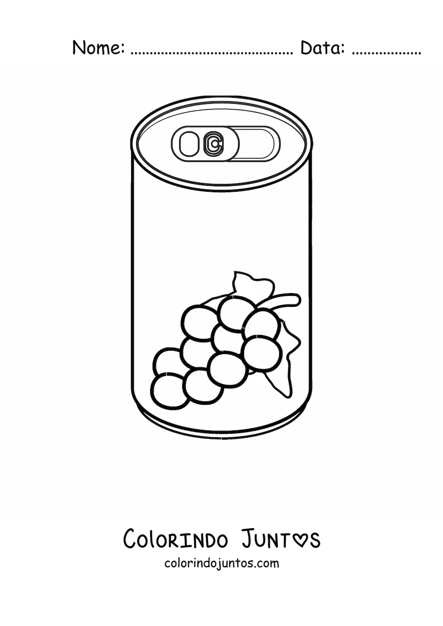 Desenho para colorir de uma lata de refrigerante de uva