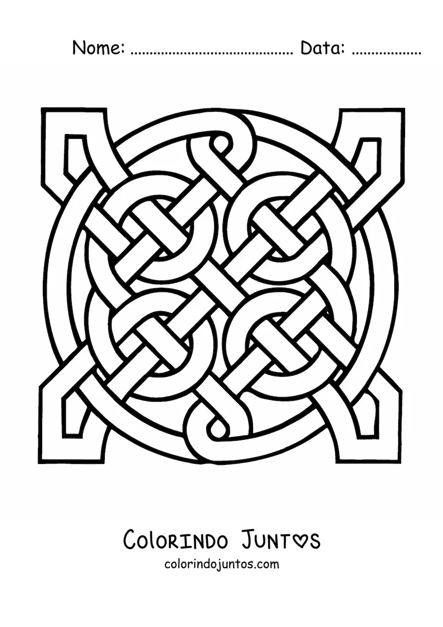 Desenho para colorir de mandala de nó celta