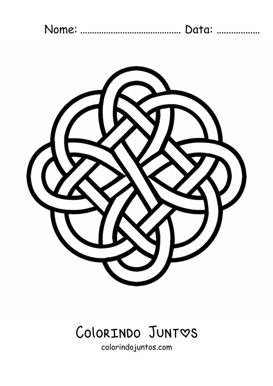 Desenho para colorir de mandala de nó celta