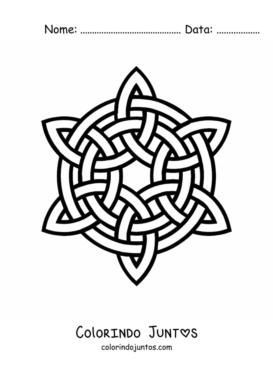 Desenho para colorir de mandala de nó celta