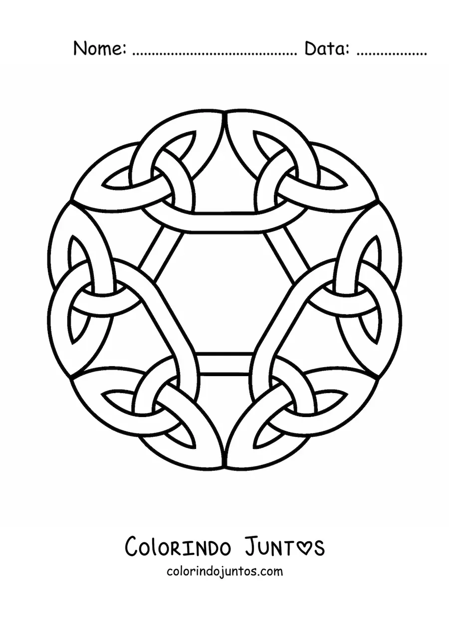 Desenho para colorir de mandala de nó celta