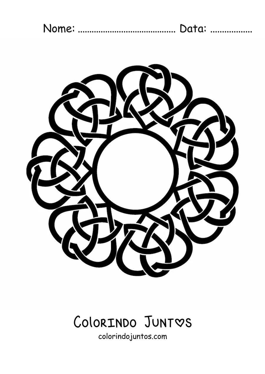 Desenho para colorir de mandala de nó celta