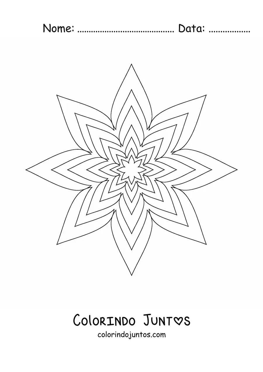 Desenho para colorir de mandala de estrela fácil