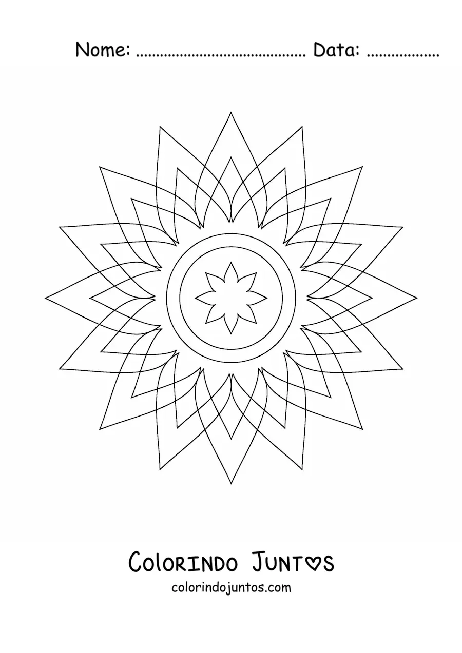Desenho para colorir de mandala de estrela fácil