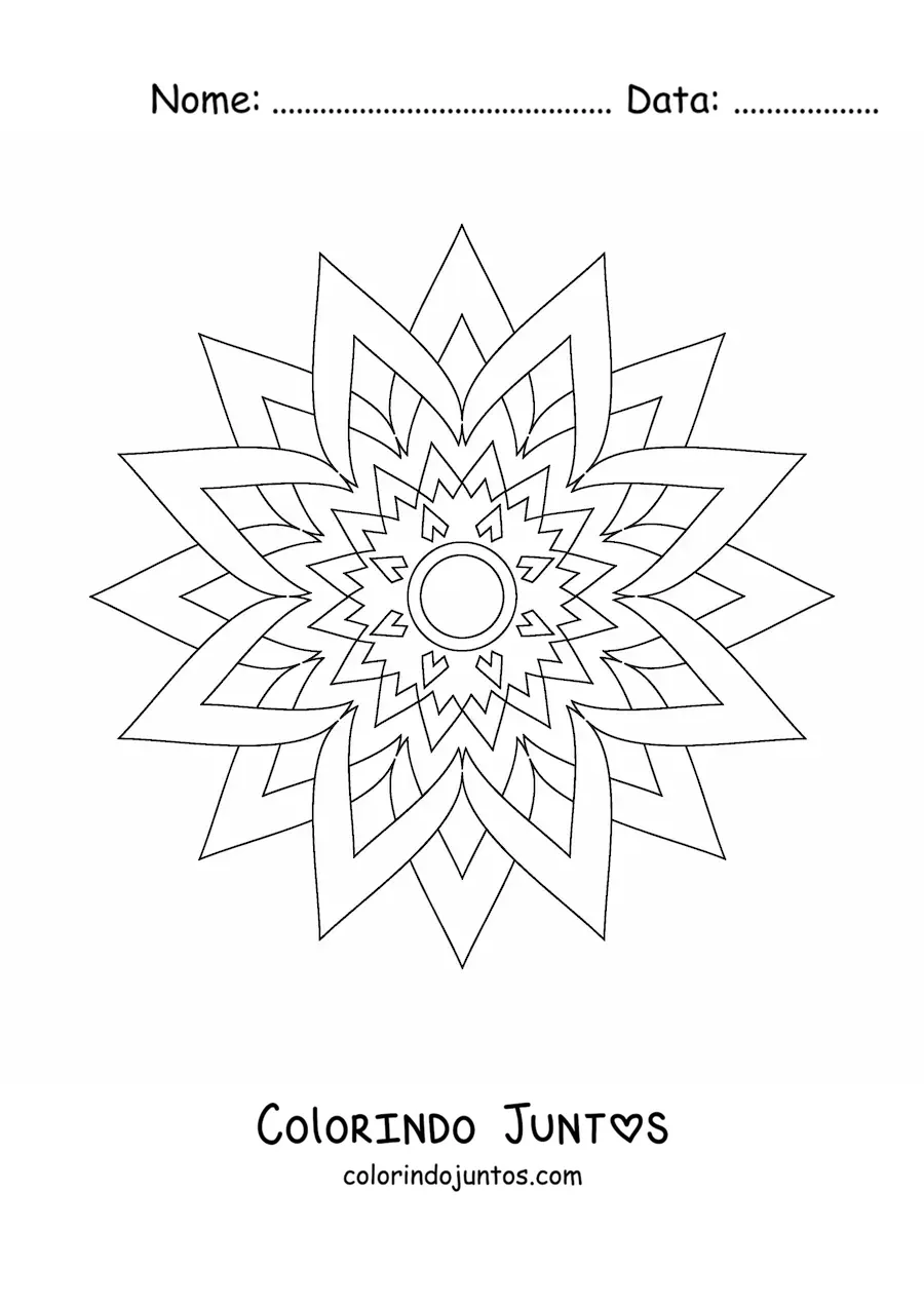 Desenho para colorir de mandala de estrela fácil