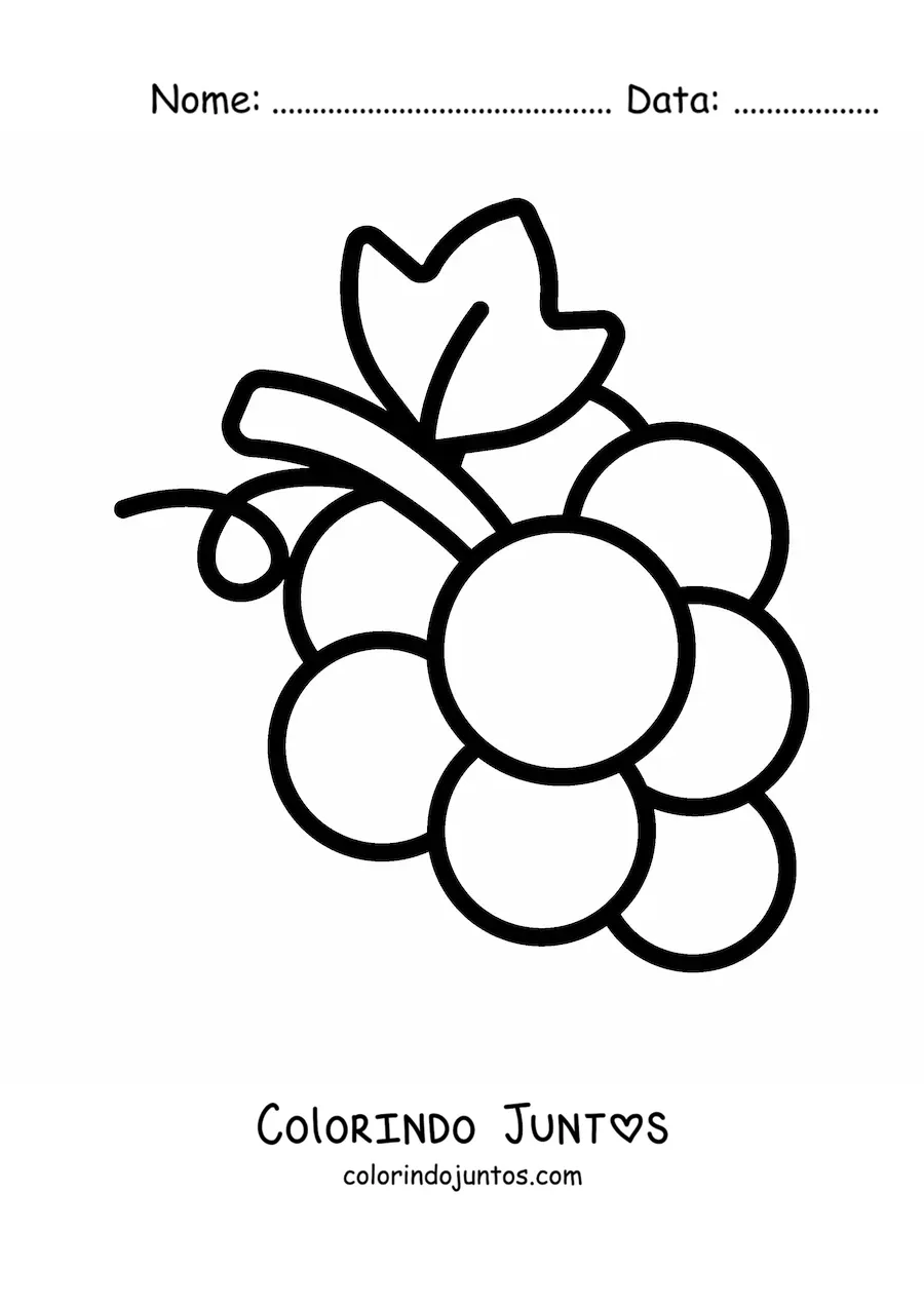 Desenho para colorir de um cacho de uvas pequeno
