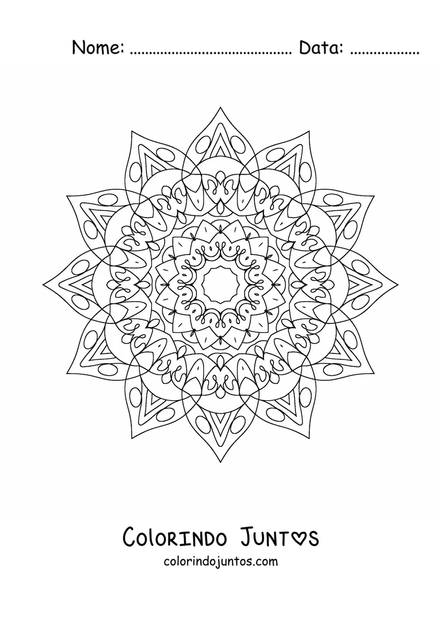 Desenho para colorir de mandala de estrela difícil