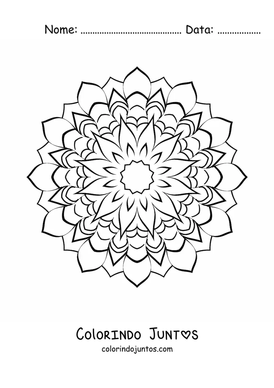 Desenho para colorir de mandala de estrela difícil