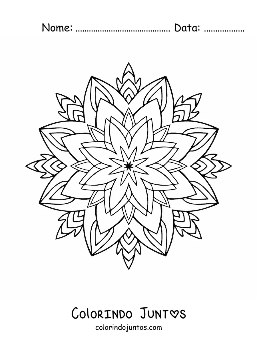 Desenho para colorir de mandala de estrela difícil