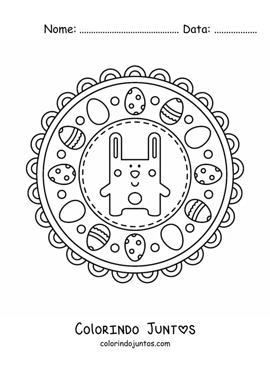 Desenho para colorir de mandala de coelho da Páscoa para crianças