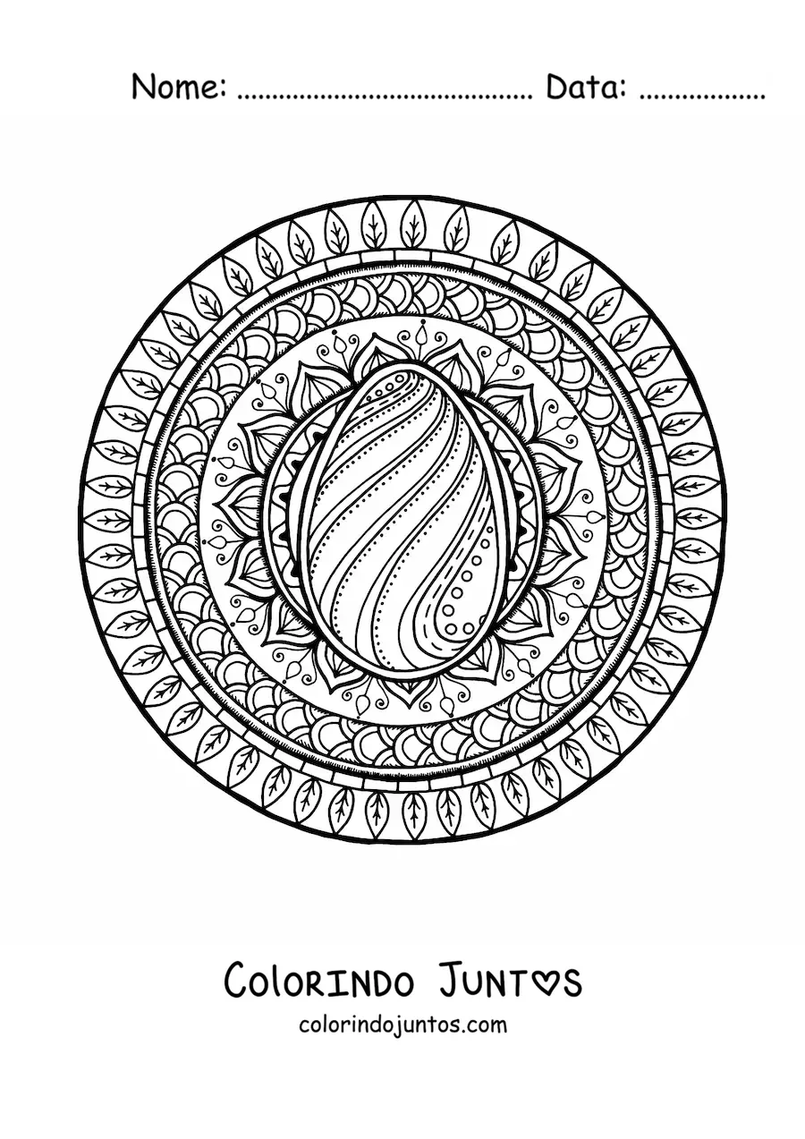 Desenho para colorir de mandala de ovo de Páscoa