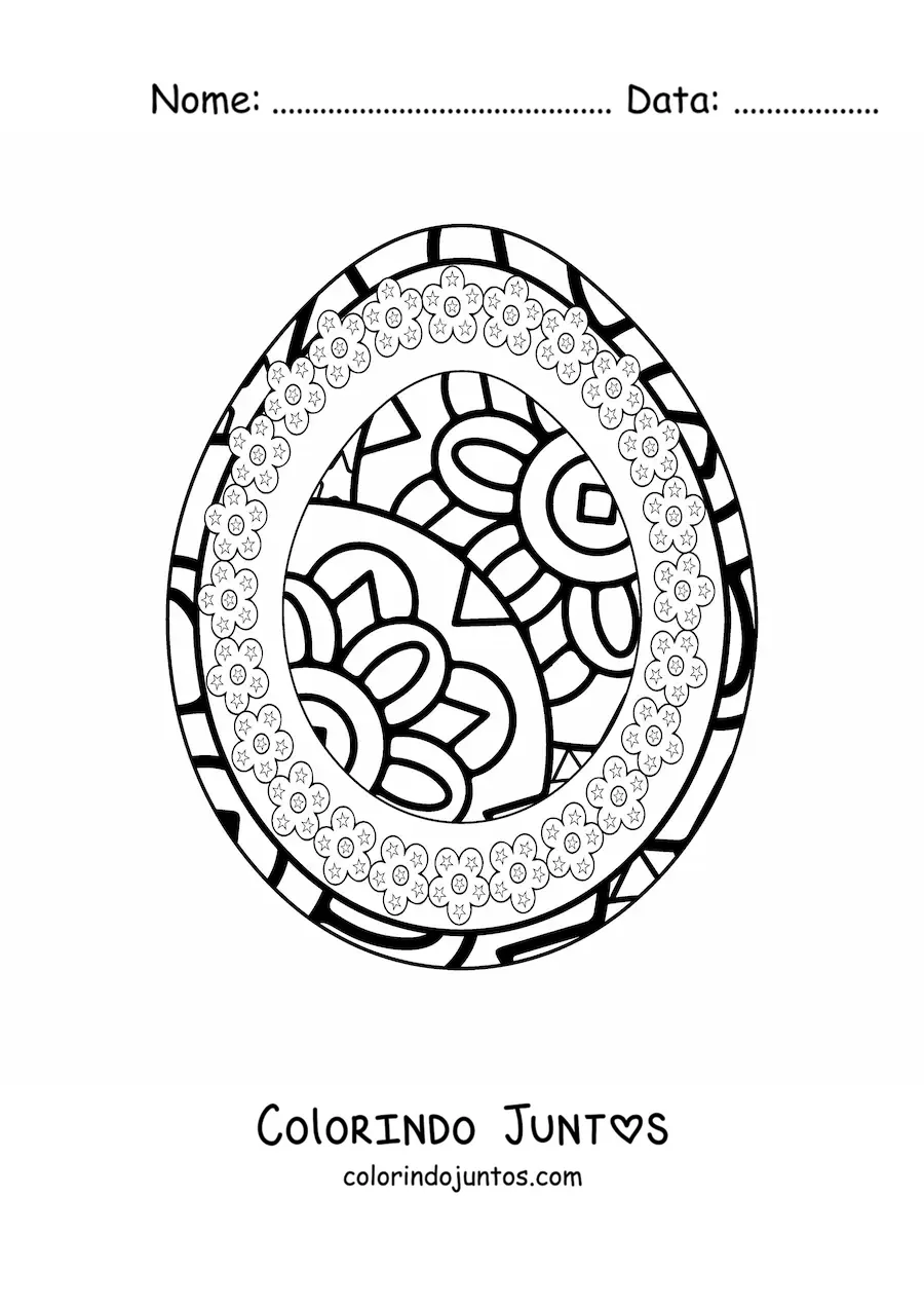 Desenho para colorir de mandala de ovo de Páscoa para crianças