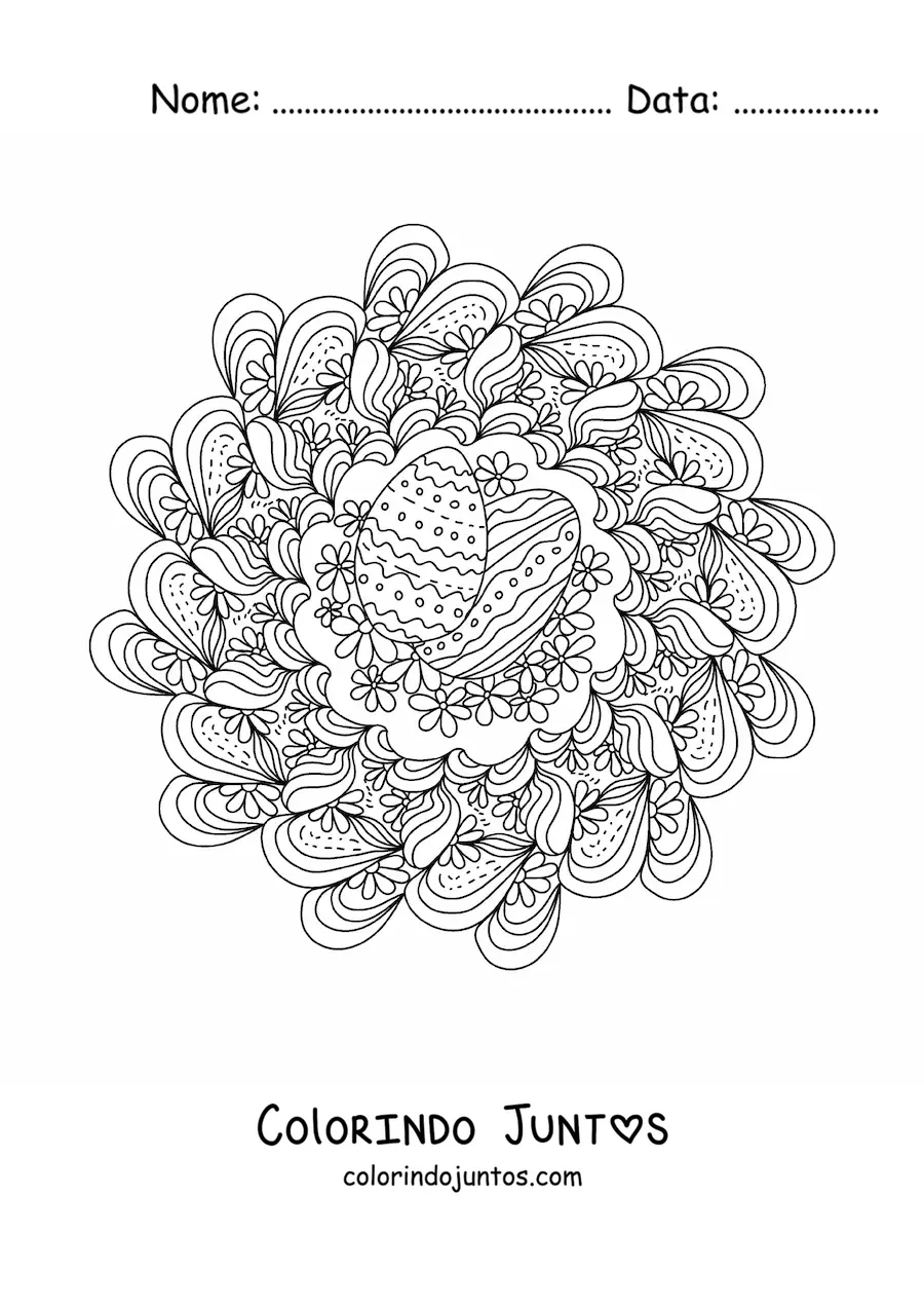 Desenho para colorir de mandala de ovos de Páscoa