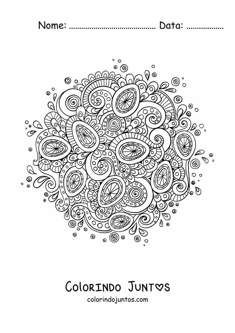 Desenho para colorir de ovos de Pascoa estilo Zentangle