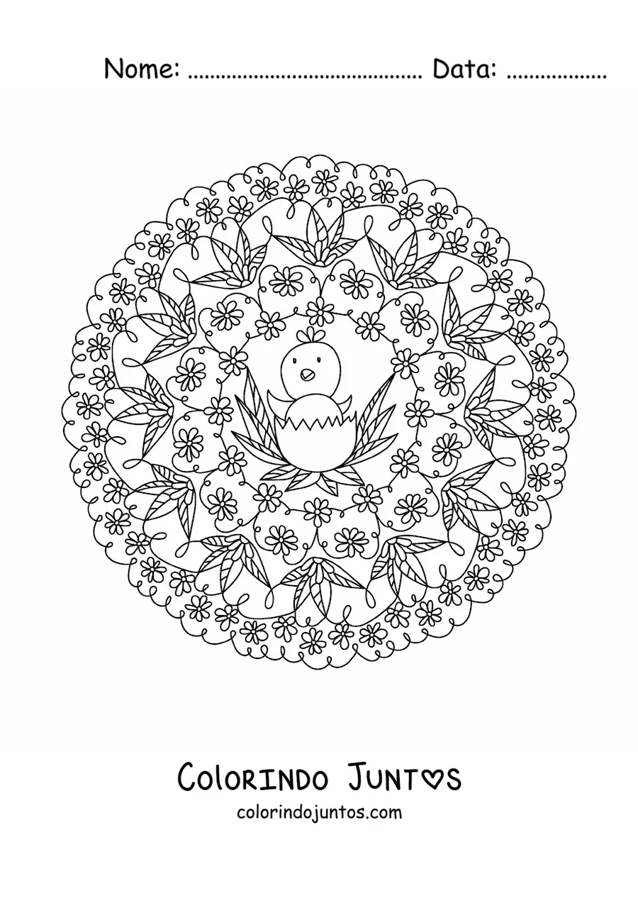 Desenho para colorir de mandala de Páscoa