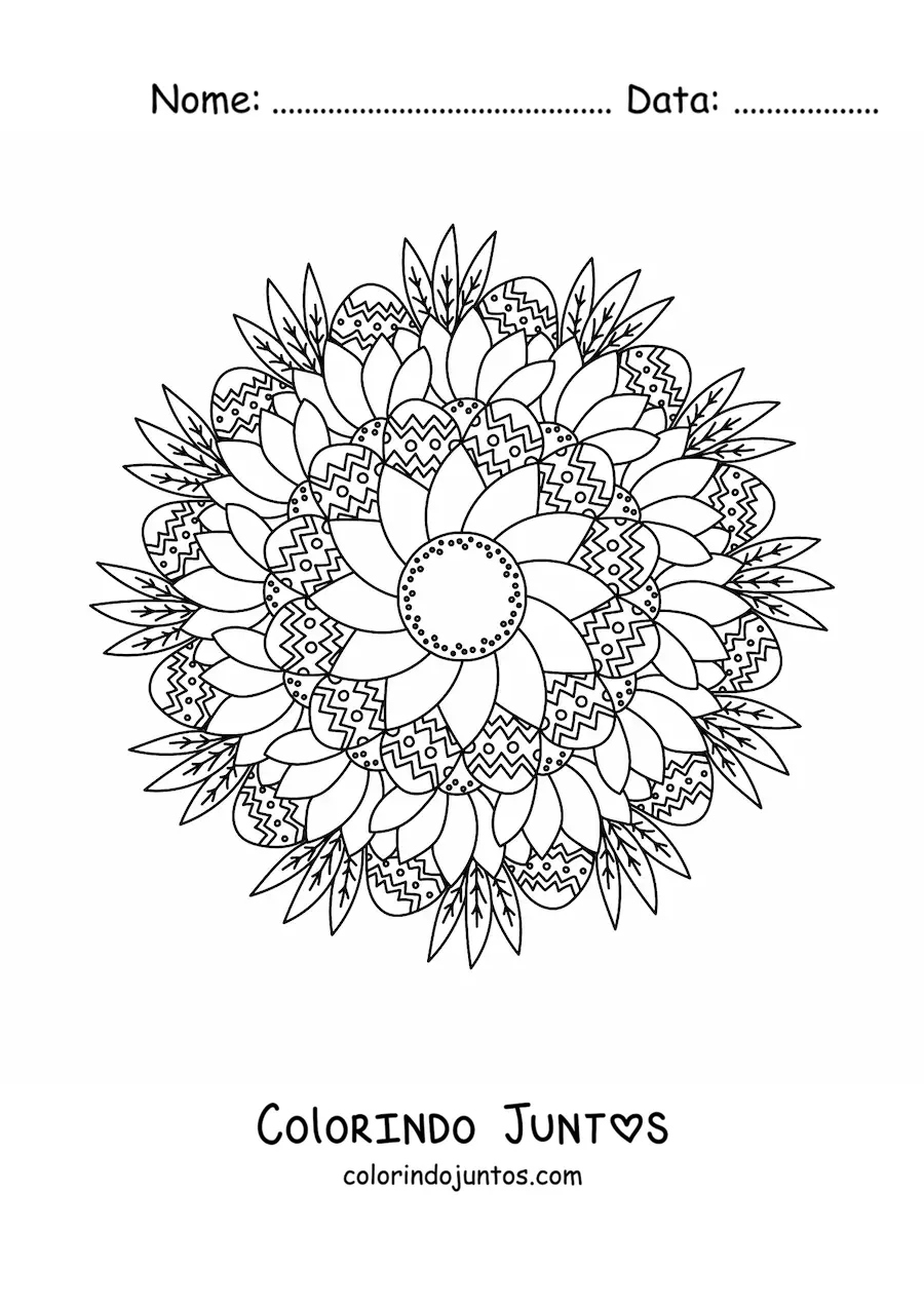 Desenho para colorir de mandala de Páscoa