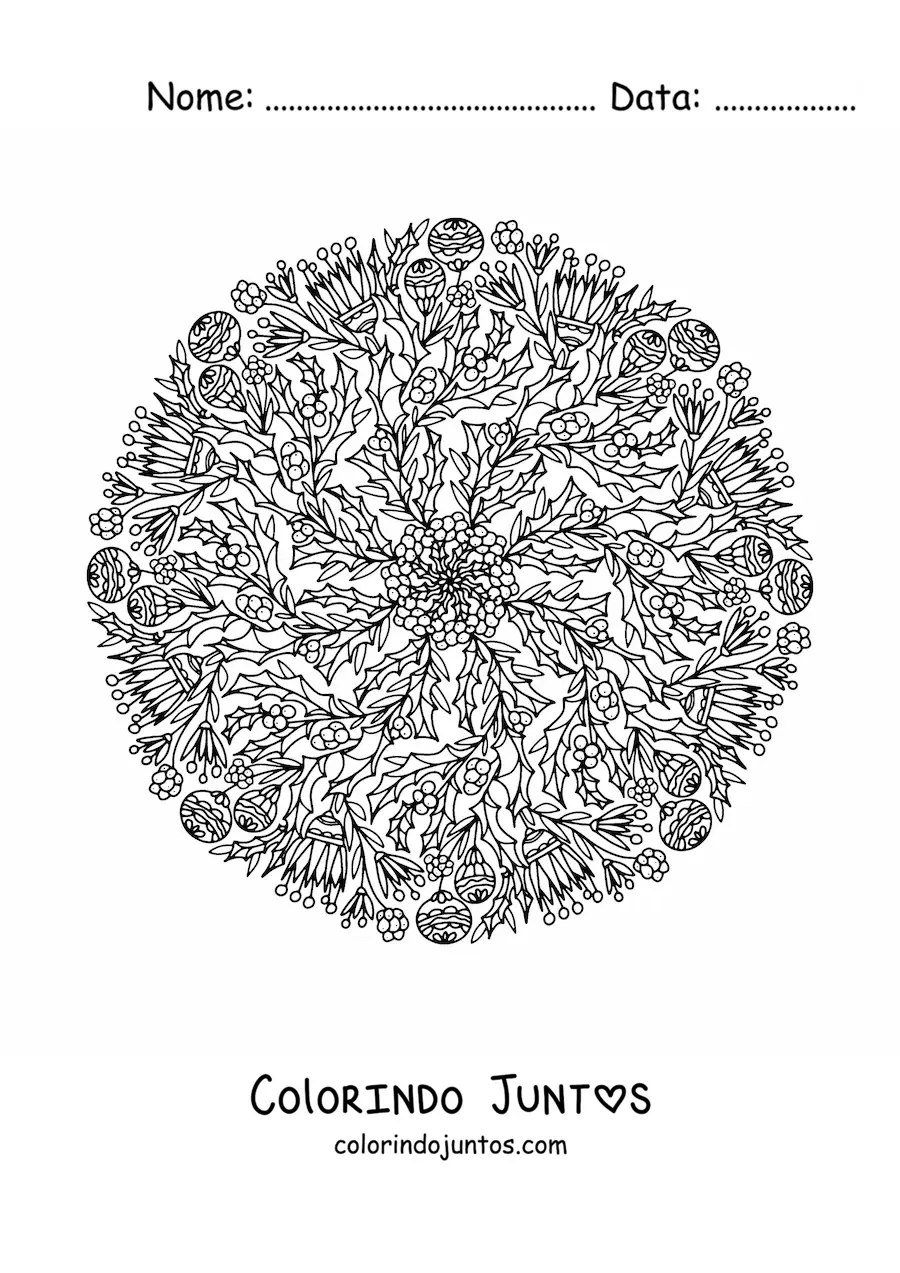 Desenho para colorir de mandala de Natal para adultos