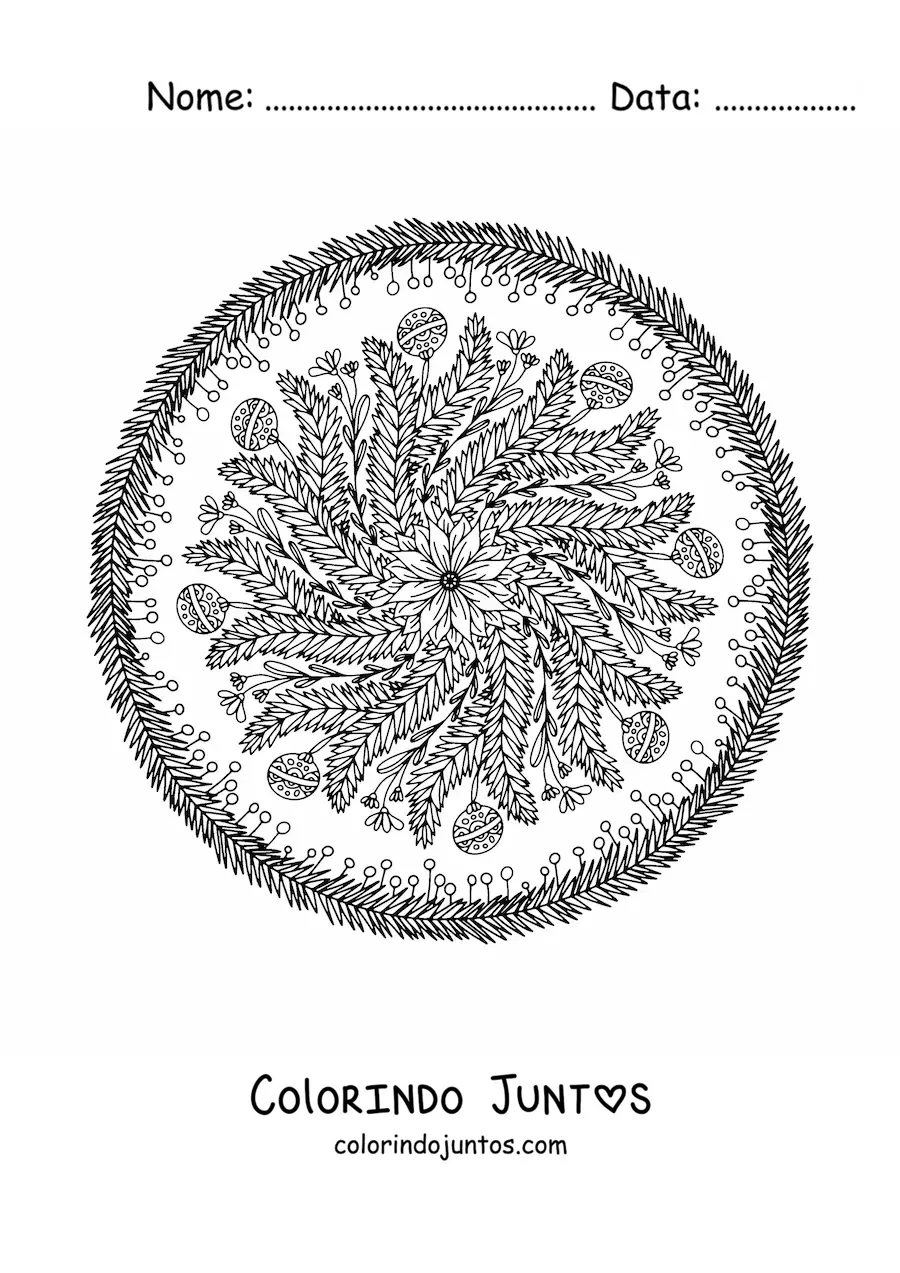 Desenho para colorir de mandala de Natal para adultos