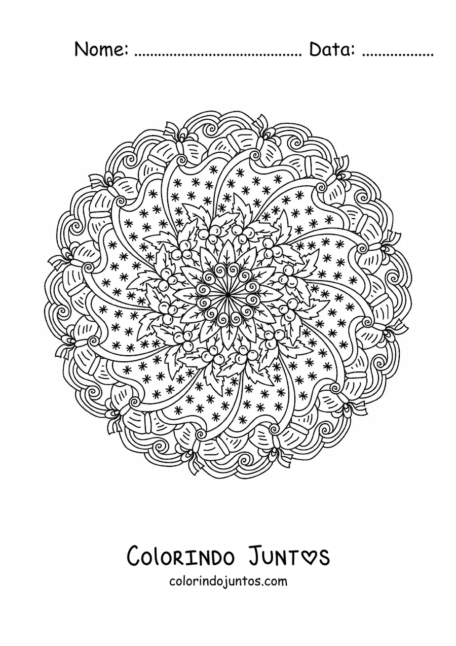 Desenho para colorir de mandala de Natal para adultos