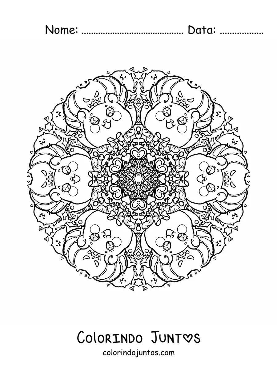 Desenho para colorir de mandala de Halloween kawaii