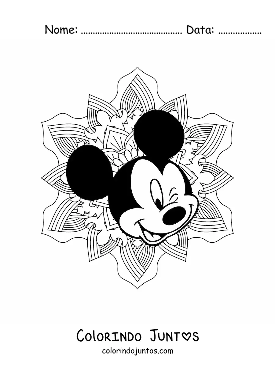 Desenho para colorir de mandala do Mickey Mouse
