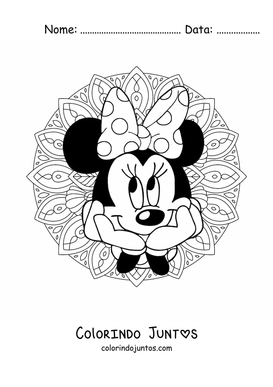 Desenho para colorir de mandala da Minnie Mouse