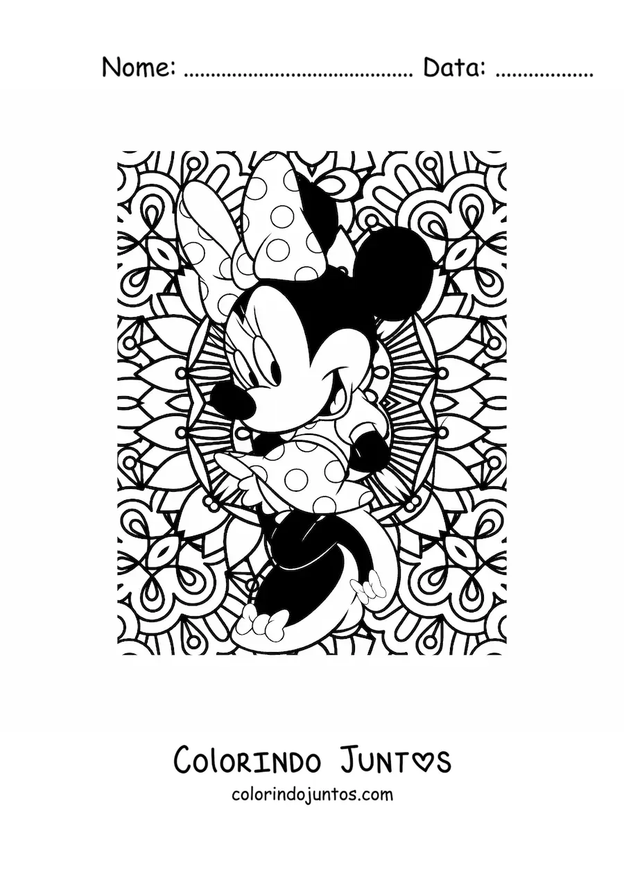 Desenho para colorir de mandala da Minnie Mouse