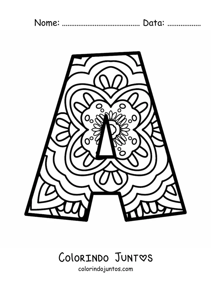 Desenho para colorir de mandala da letra a