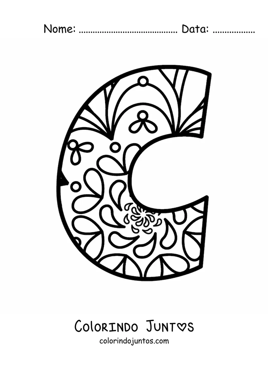 Desenho para colorir de mandala da letra c