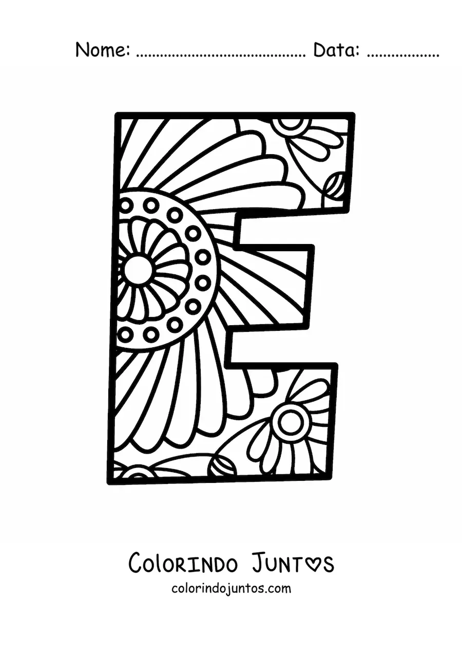 Desenho para colorir de mandala da letra e