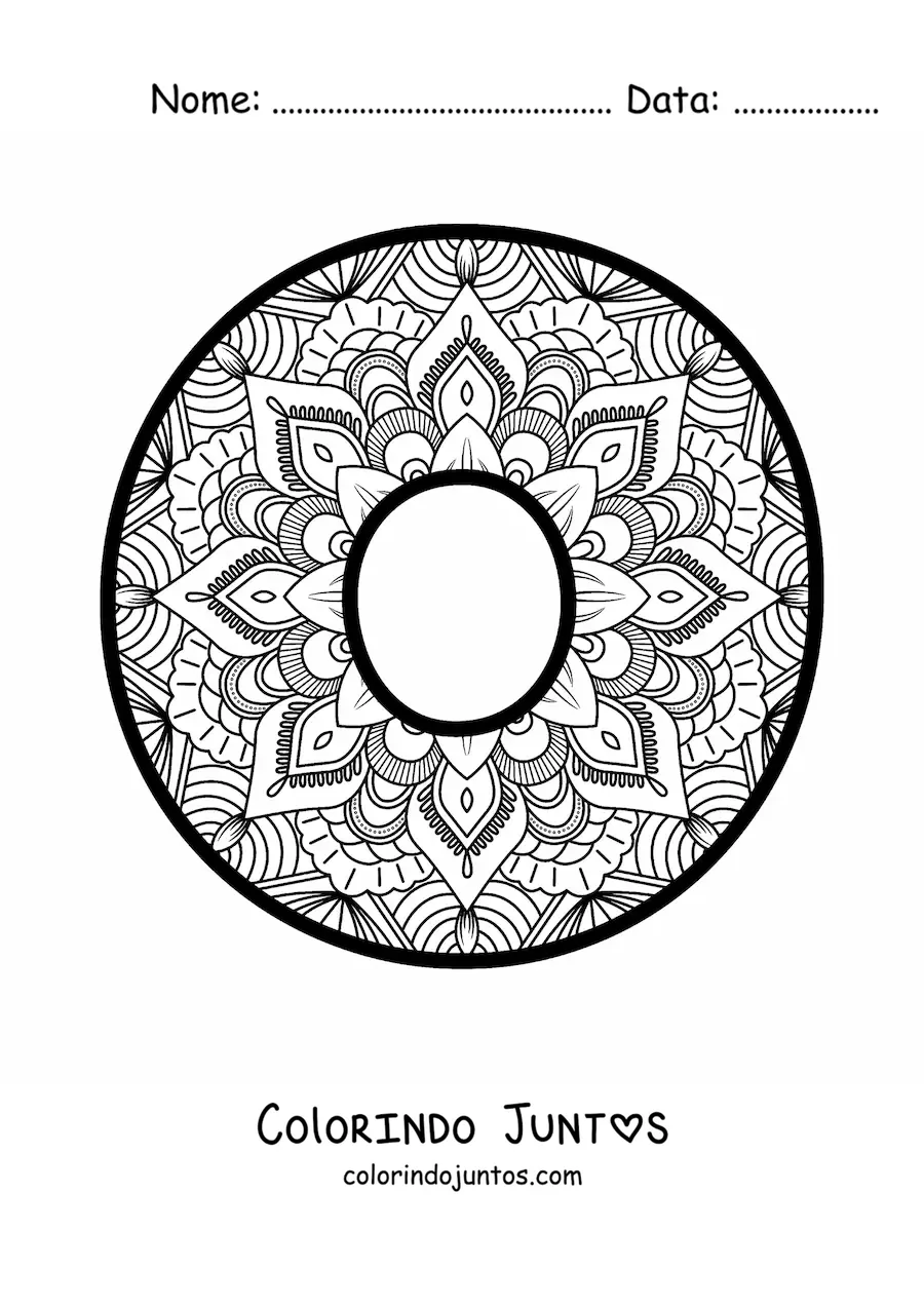 Desenho para colorir de mandala da letra o