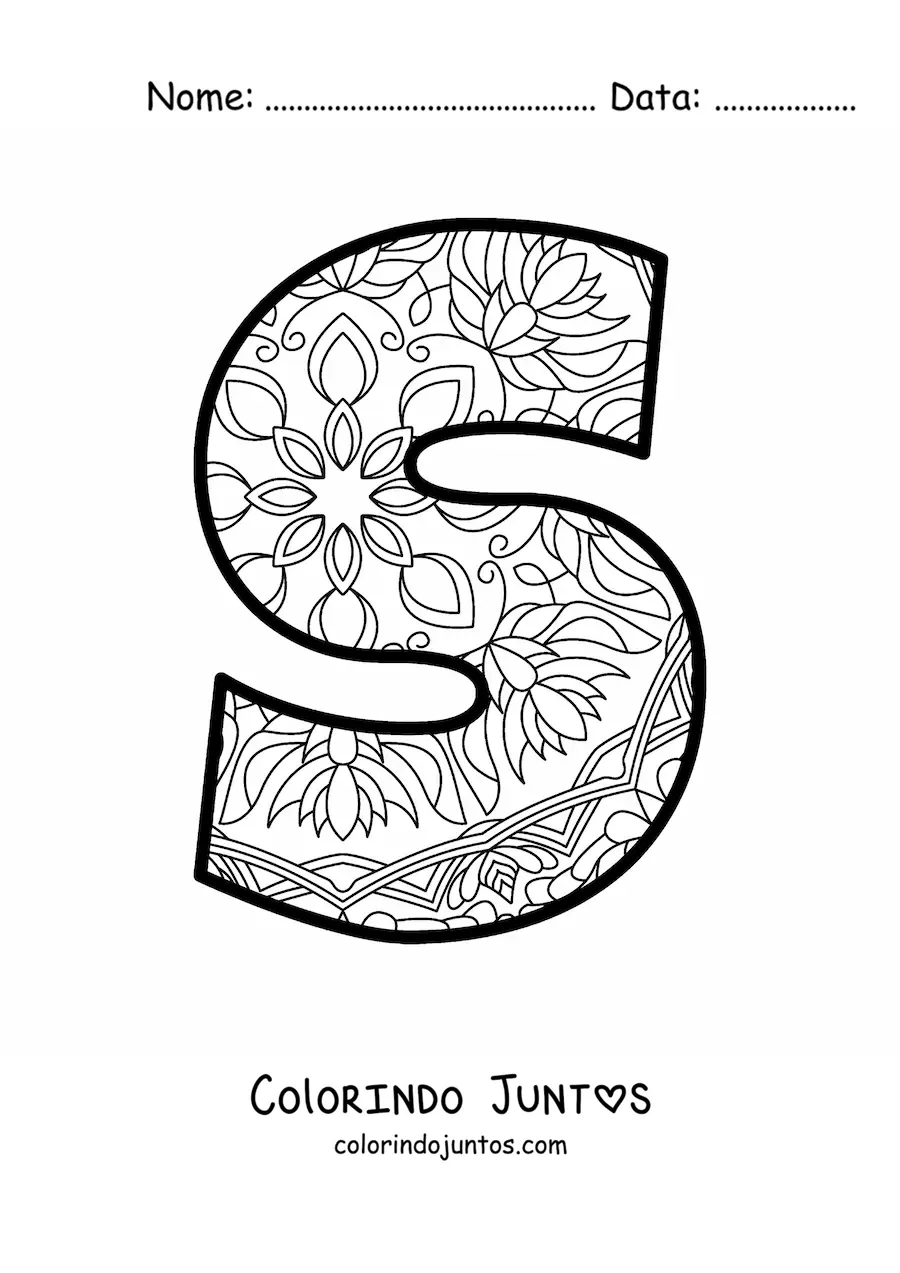 Desenho para colorir de mandala da letra s