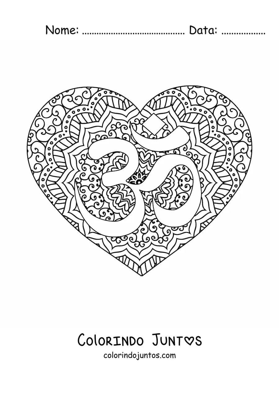 Desenho para colorir de mandala budista do om