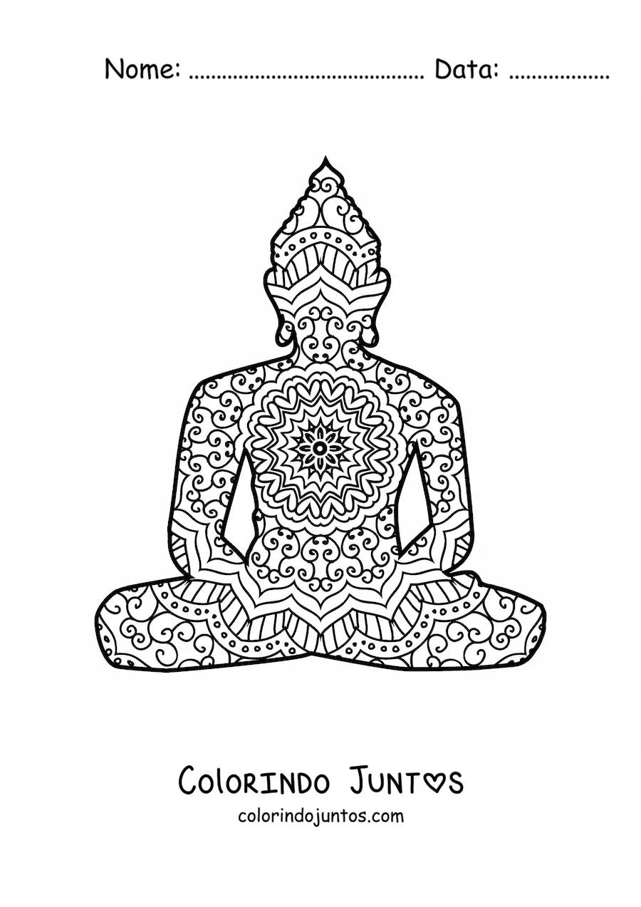 Desenho para colorir de mandala de Buda