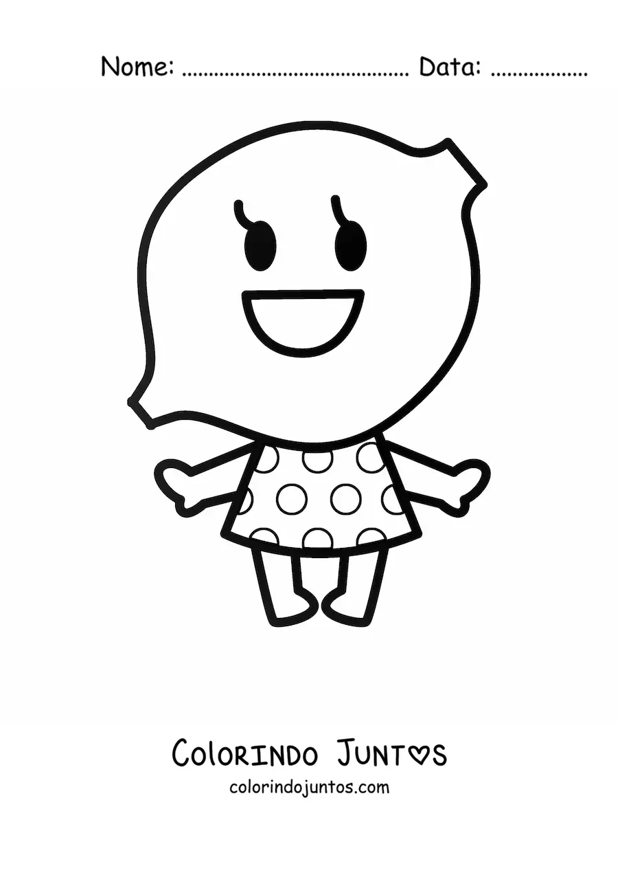 Desenho para colorir de um limão animado com vestido