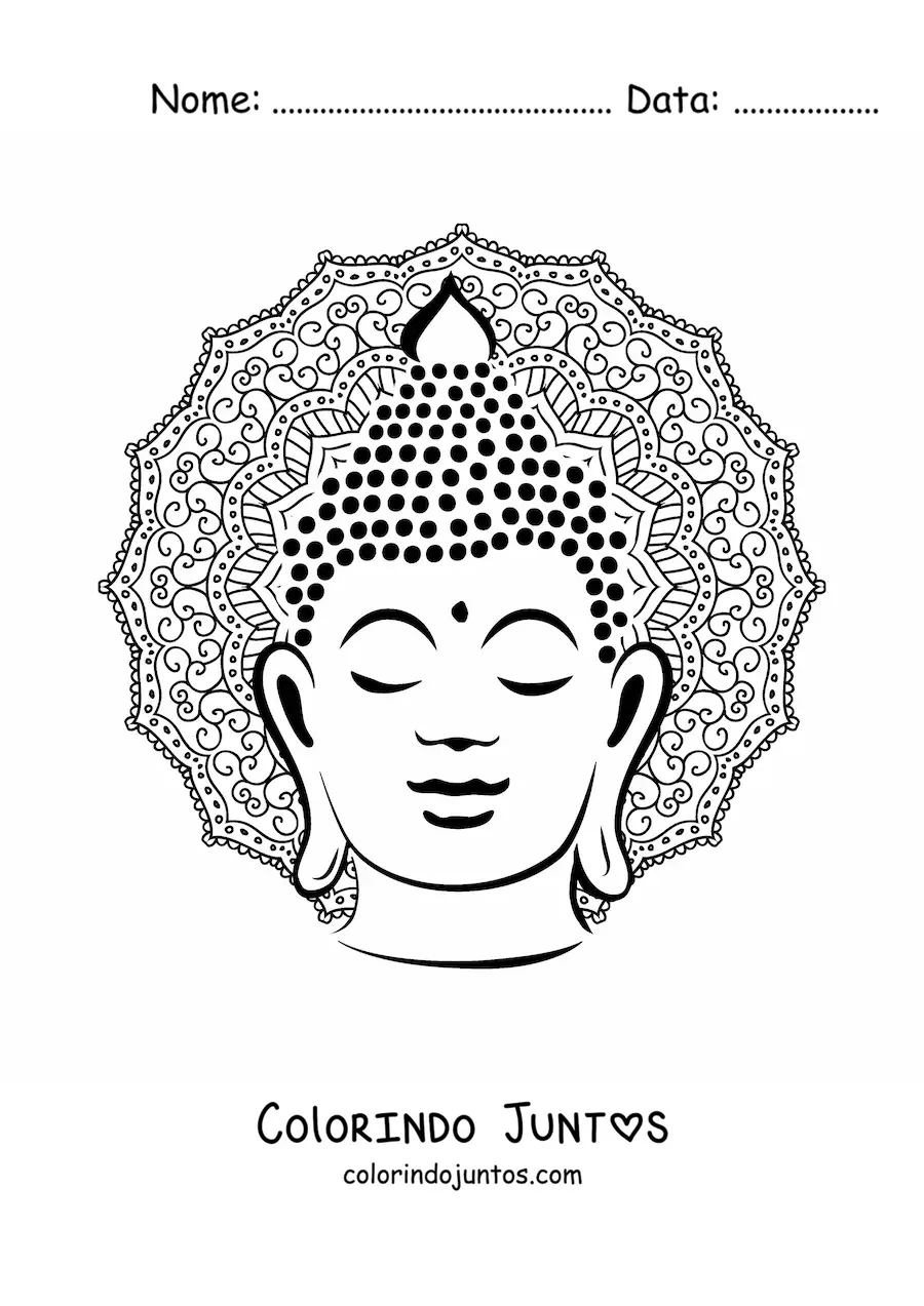 Desenho para colorir de mandala do rosto de Buda