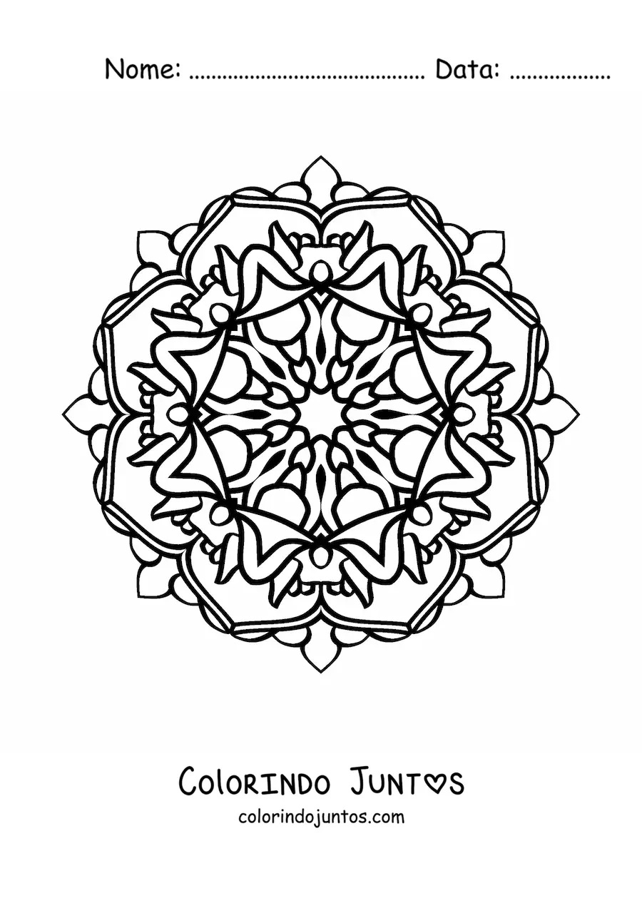 Desenho para colorir de mandala budista fácil