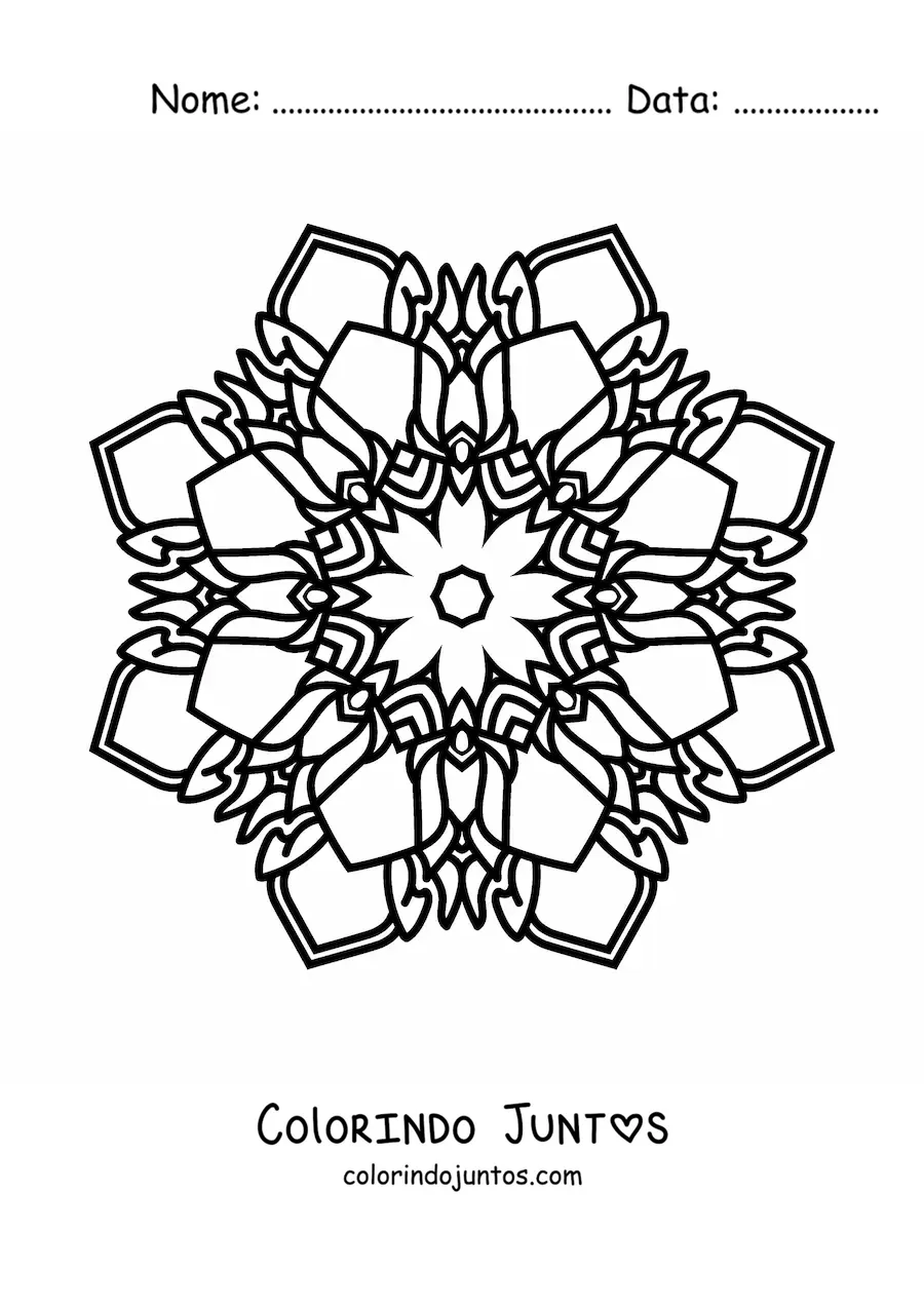 Desenho para colorir de mandala budista fácil