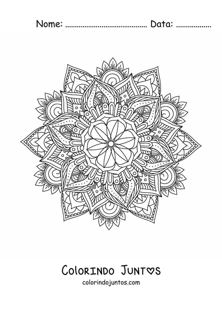 Desenho para colorir de mandala budista difícil